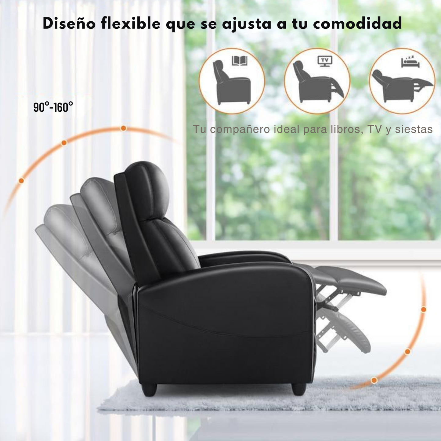 Sweetfurniture Recliner Chair for Living Room, Massage Recliner Chair Theater Chairs Adjustable Modern Reclining Chair with Padded Seat Backrest