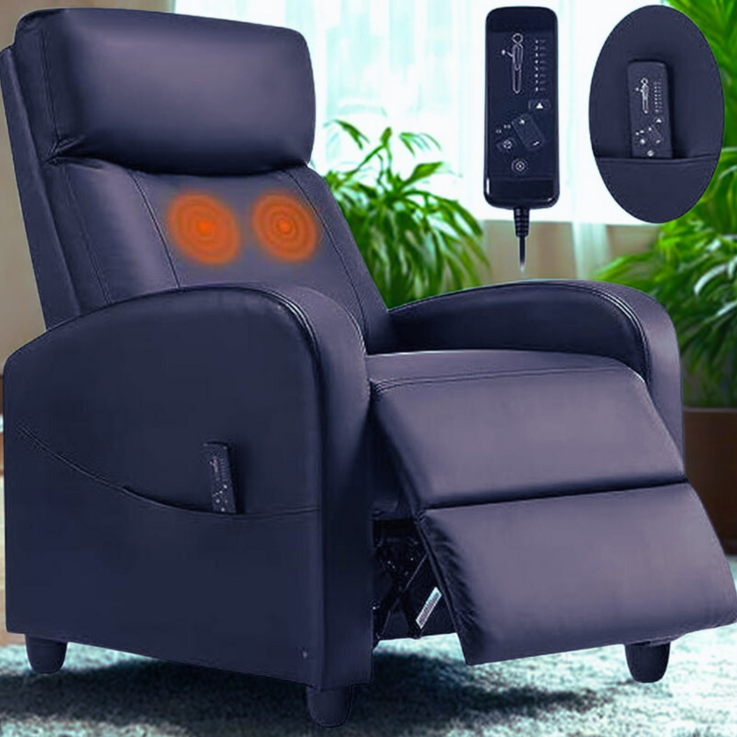 Sweetfurniture Recliner Chair for Living Room, Massage Recliner Chair Theater Chairs Adjustable Modern Reclining Chair with Padded Seat Backrest