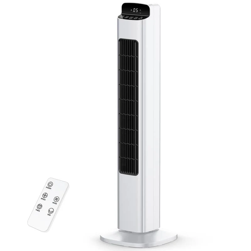 Cowsar Fan for Bedroom, Quiet Floor Fan, Oscillating Tower Fan with Remote, Cooling Portable Bladeless Fans Digital LED Display, 5-Speed & 3 Modes, 80° Oscillation, Remote Control, 12H Timer, Ultra-Quiet Cooling for Bedroom & Office