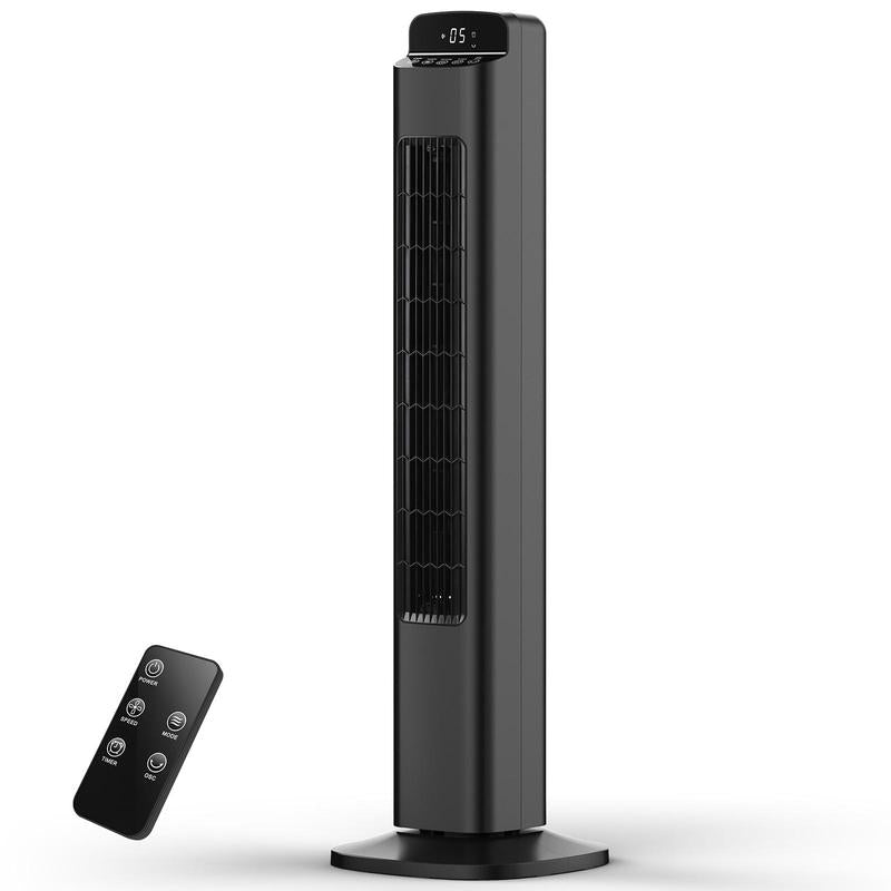 Cowsar Fan for Bedroom, Quiet Floor Fan, Oscillating Tower Fan with Remote, Cooling Portable Bladeless Fans Digital LED Display, 5-Speed & 3 Modes, 80° Oscillation, Remote Control, 12H Timer, Ultra-Quiet Cooling for Bedroom & Office